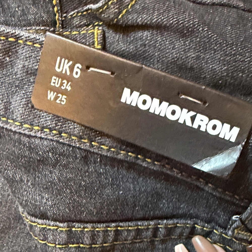 Momokrom Women's NWT Red Stripe Black Jeans - Picture 6 of 8